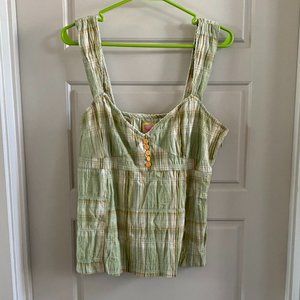 Free People green plaid strapped top